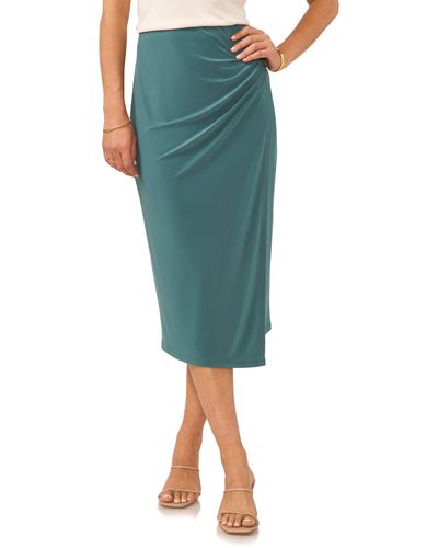 Vince Camuto Ruched Side Slit Stretch Jersey Skirt - Green
