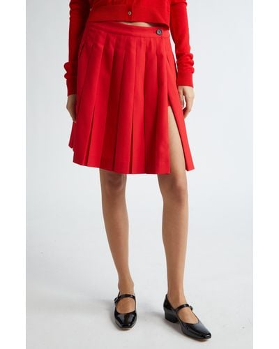Sandy Liang Astra Pleated Skort - Red