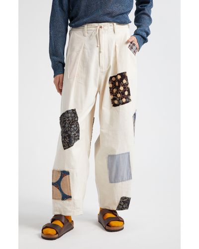 STORY mfg. Scatter Patchwork Wide Leg Organic Cotton Pants - Natural