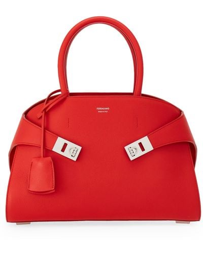 Ferragamo Hug Small Leather Top-handle Bag - Red