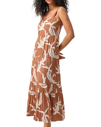 Sanctuary Watching Sunset Floral Tiered Maxi Dress - Brown