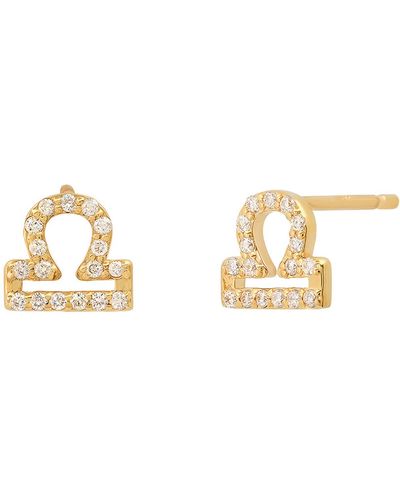 Bychari Zodiac Diamond Stud Earrings - Metallic