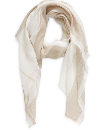 Jane Carr The Solitaire Metallic Long Scarf - Natural