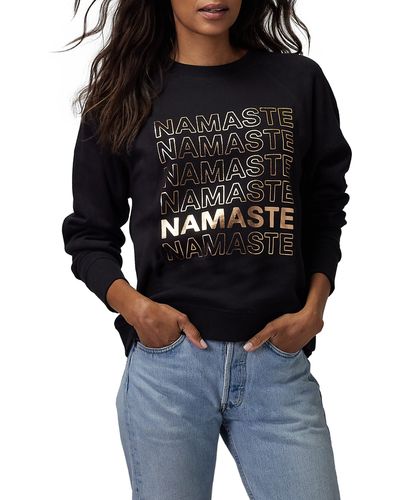 Spiritual Gangster Bridget Namaste Raglan Sleeve Sweatshirt - Black