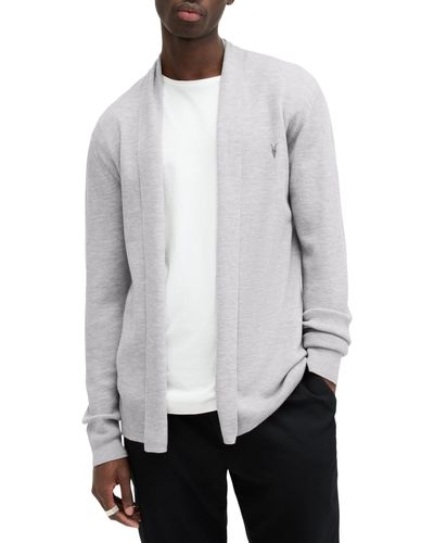 AllSaints Mode Slim Fit Merino Wool Cardigan - White