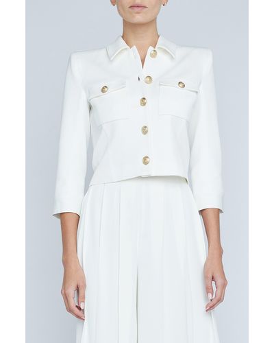 L'Agence Kumi Fitted Crop Jacket - White