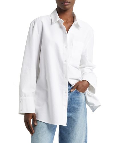 Treasure & Bond Oversize Cotton Button-up Shirt - White