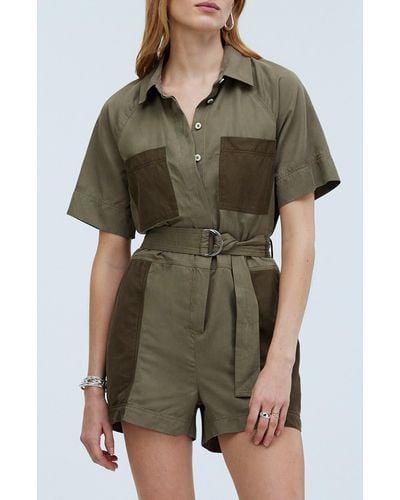 Madewell Short Sleeve Patch Pocket Romper - Natural