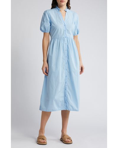 Nation Ltd Liliya Ruffle Cotton Midi Dress - Blue