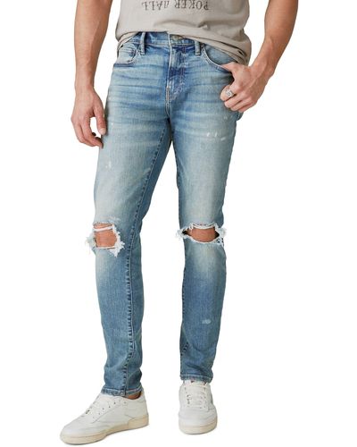 Lucky Brand 100 Advanced Stretch Ripped Skinny Jeans - Blue