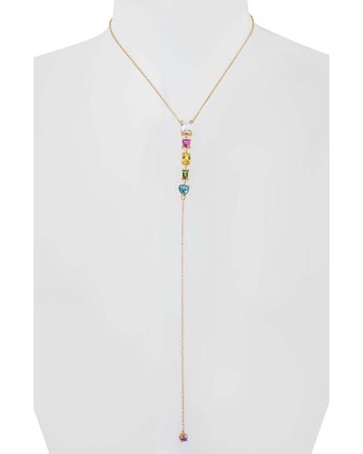 Kurt Geiger Rainbow Cubic Zirconia Y-necklace - White
