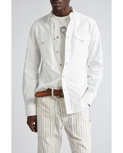 Ralph Lauren Slim Fit Poplin Snap-up Western Shirt - White