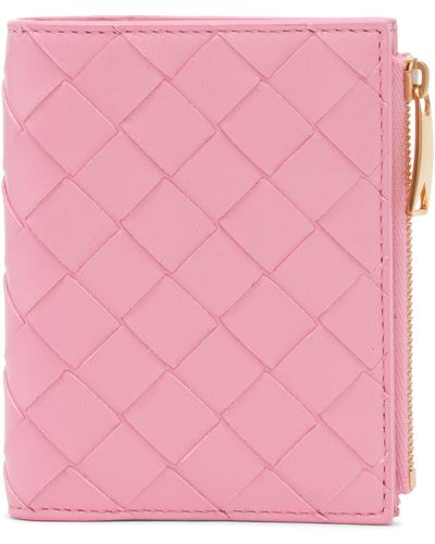 Bottega Veneta Small Intreccio Bifold Leather Wallet - Pink