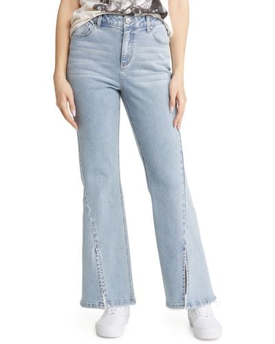 1822 Denim High Waist Forward Seam Flare Jeans - Blue
