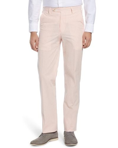 Berle Flat Front Seersucker Pants - Pink