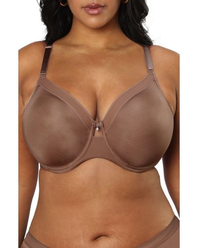 Curvy Couture Silky Smooth Underwire Unlined Bra - Brown