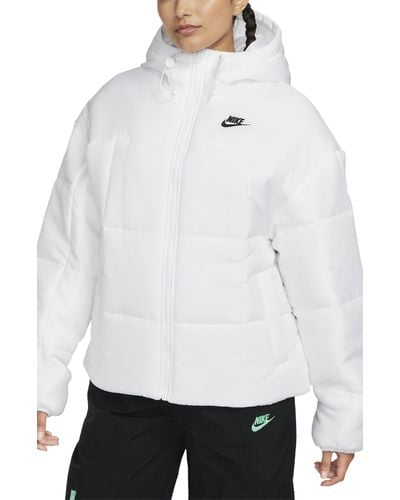 Nike Sportswear Classic Therma-fit Hooded Water Repellent Puffer Jacket - White