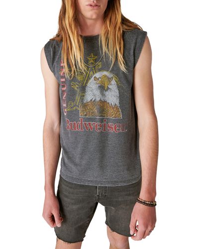 Lucky Brand Budweiser Eagle Graphic Muscle Tank - Gray