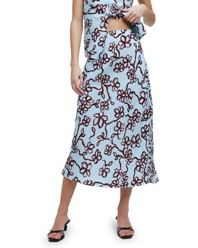 Madewell The Layton Floral Midi Slip Skirt - Blue