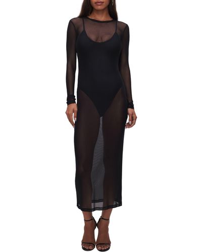 GOOD AMERICAN Mesh Swim Cover-up Maxi Dress - Black