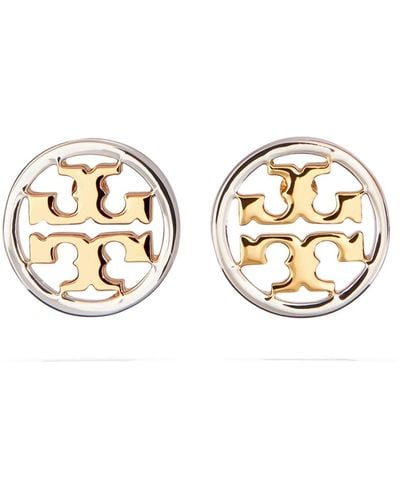 Tory Burch Circle Logo Stud Earrings - Metallic