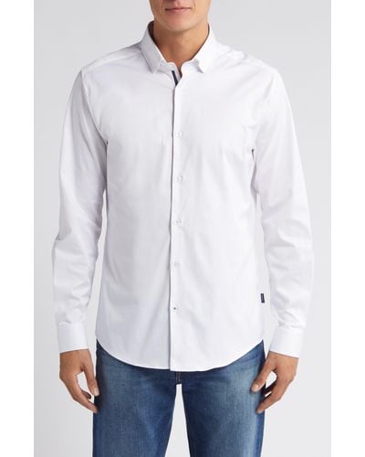 Stone Rose Solid Drytouch Performance Button-up Shirt At Nordstrom - White