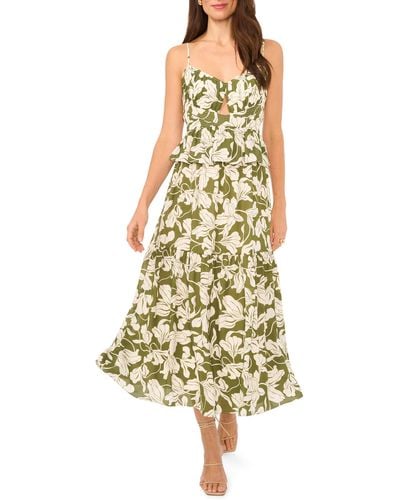 Parker The Lila Floral Tiered Midi Dress - Yellow