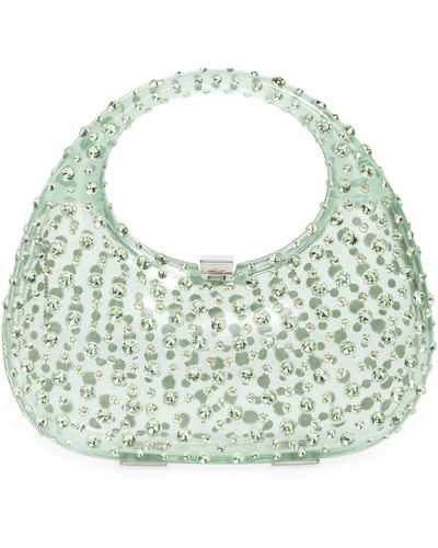 L'ALINGI Meleni Crystal Embellished Resin Hobo Bag - Green