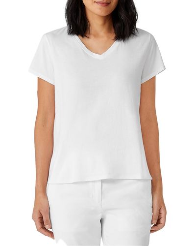 Eileen Fisher Organic Cotton V-neck T-shirt - White