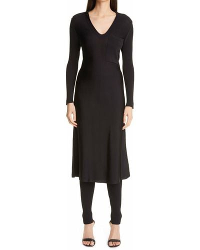 St. John Long Sleeve Knit Shirtdress - Black