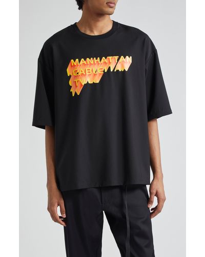 4SDESIGNS Manhattan Cable Tv Wool Graphic T-shirt - Black