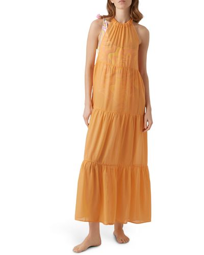 Vero Moda Eva Beach Halter Maxi Dress - Orange