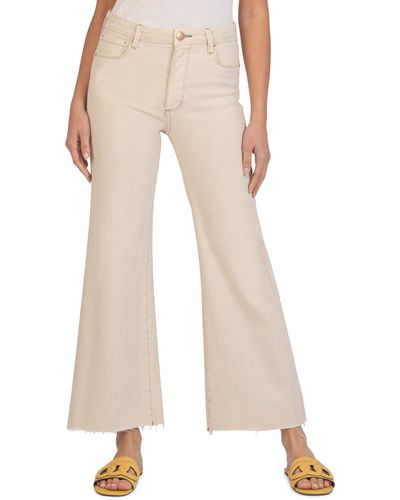 Kut From The Kloth Meg Fab Ab Raw Hem High Waist Ankle Wide Leg Jeans - Natural