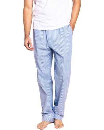 Petite Plume Stripe Seersucker Pajama Pants - Blue