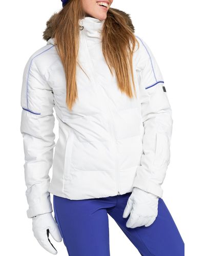Roxy Snowblizzard Snow Jacket With Removable Faux Fur Trim & Hood - White