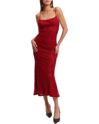 Bardot Ruby Lace Sleeveless Midi Dress - Red