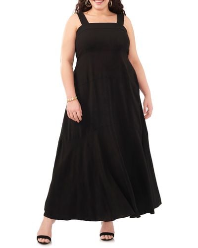 Vince Camuto Solid Sleeveless Tiered Maxi Dress - Black