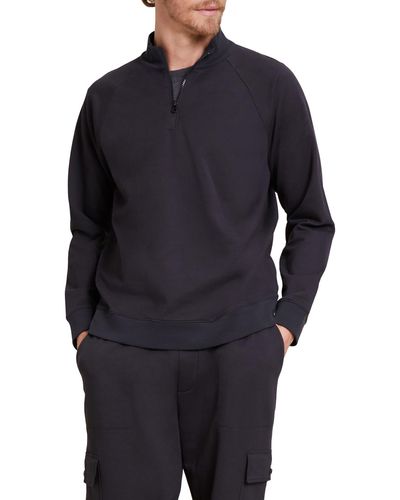 Barefoot Dreams Malibu Collection® Pima Cotton Fleece Half Zip Sweatshirt - Blue