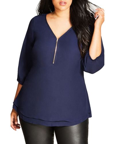 City Chic Sexy Fling Blouse - Blue