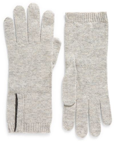 Brunello Cucinelli Monili Detail Cashmere Gloves - White