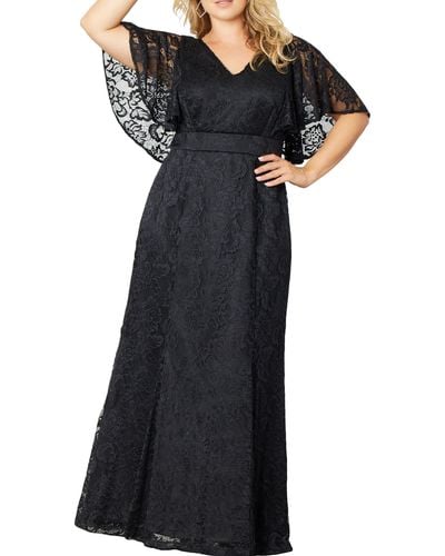 Kiyonna Duchess Lace Evening Gown - Black