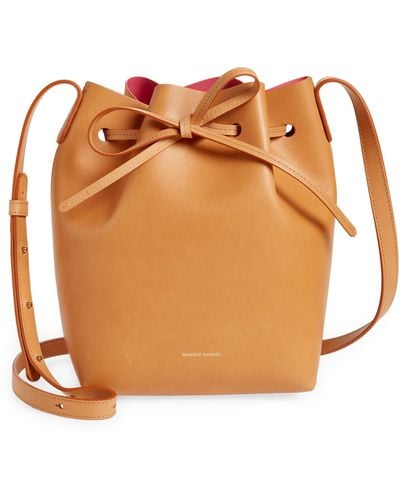 Mansur Gavriel Mini Leather Bucket Bag - Orange
