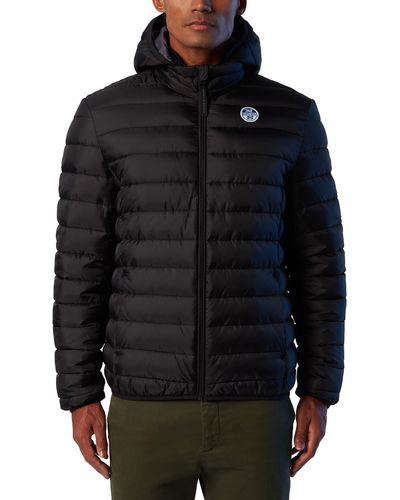 North Sails Sky Water Resistant Hooded Puffer Jacket - Black