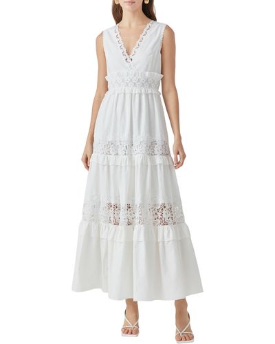 Endless Rose Lace Inset Sleeveless Maxi Dress - White