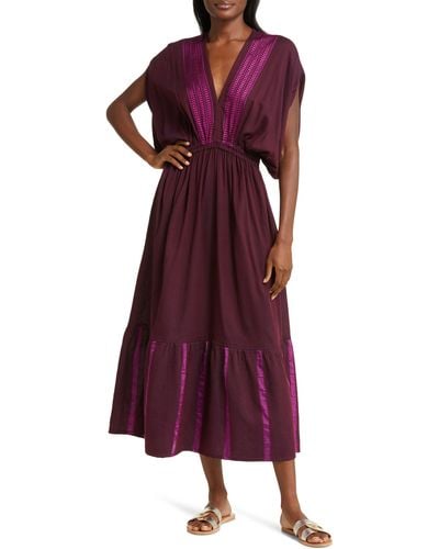 lemlem Leila Cotton Blend Cover-up Dress - Purple