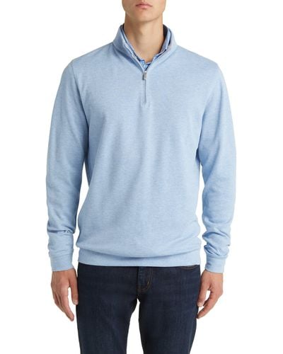 Peter Millar Comfort Interlock Quarter Zip Pullover - Blue