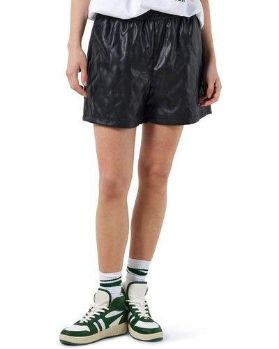 Noisy May Kirstine High Waist Faux Leather Shorts - Black