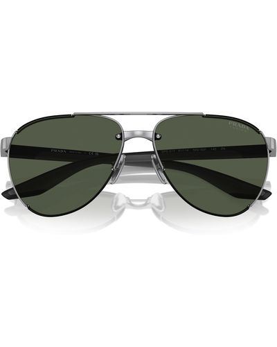 Prada 61mm Pilot Sunglasses - Green