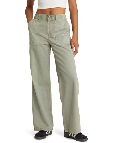 BP. Utility High Waist Wide Leg Pants - Green