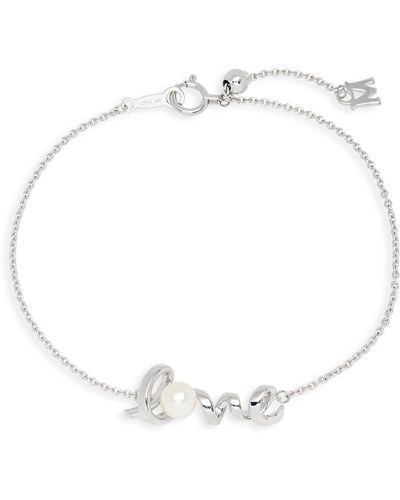 Mikimoto White Gold Pearl Love Pendant Bracelet